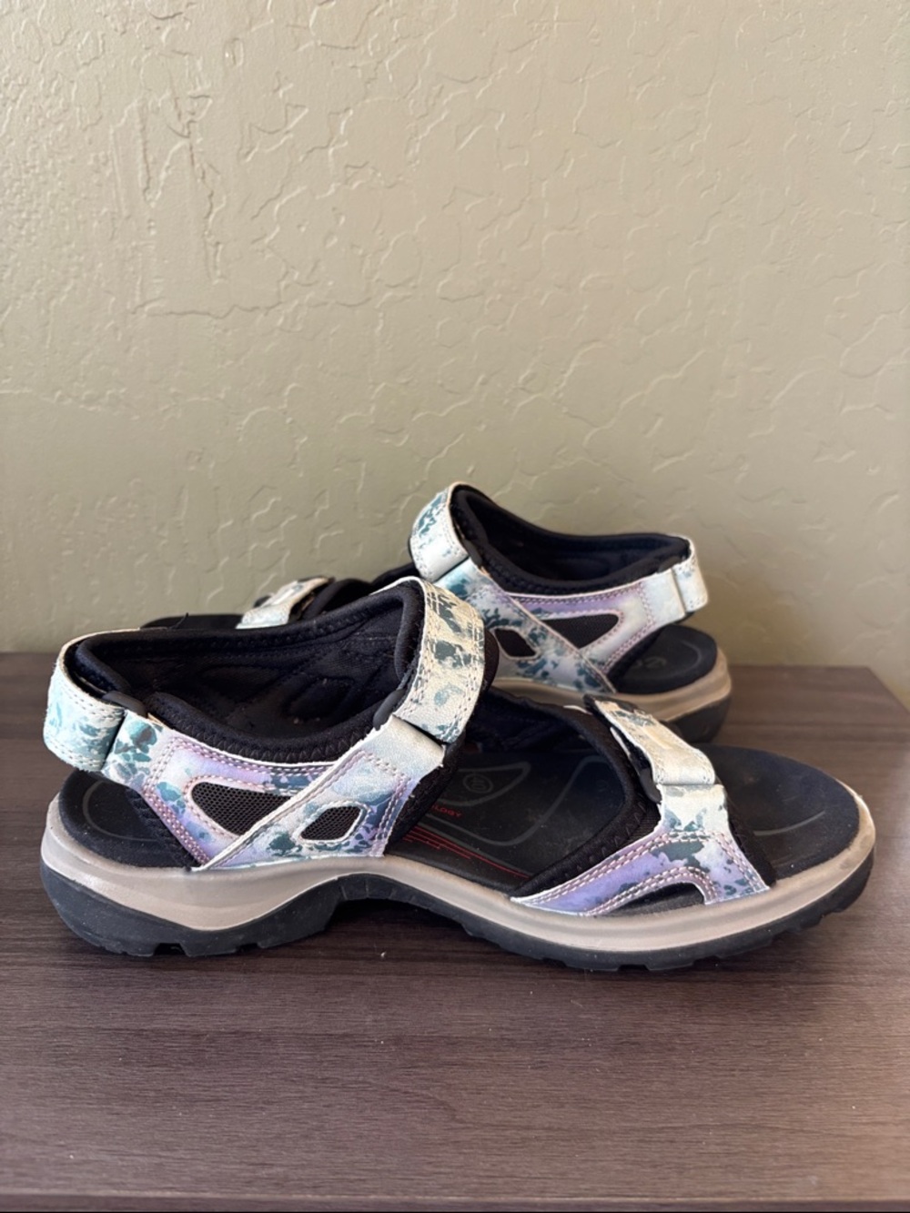 Ecco Yucatan Offroad Sandals Womens Blue Print Shoes Walking Hiking Size 40 - Picture 6 of 9